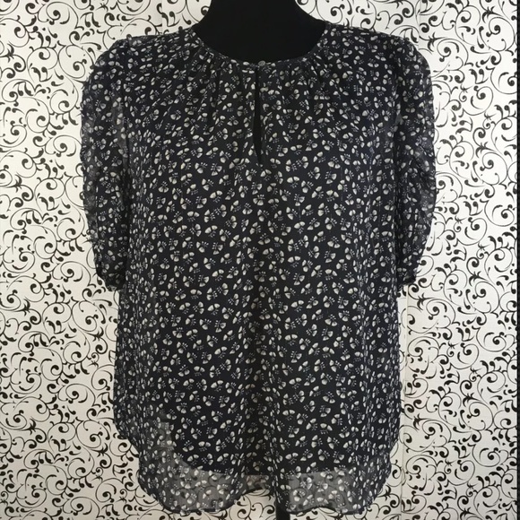 J. Crew Tops - J Crew  Navy Blue Floral Sparkle Blouse & tank top